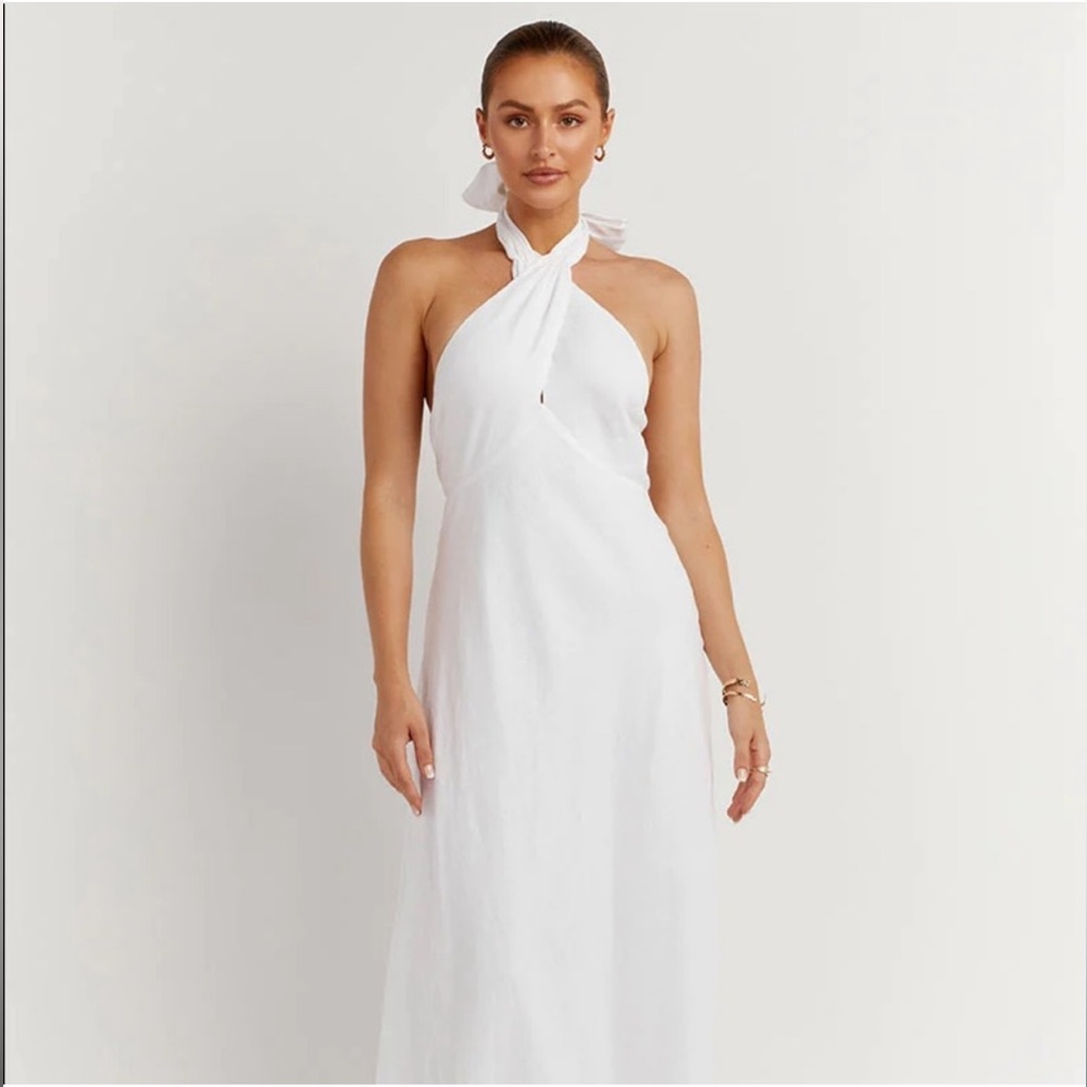 DISSH | US SIZE 6 | NWT ALEXIS WHITE LINEN MIDI DRESS